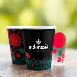 Create a packaging design for a cup with an Indonesia theme