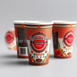 Create a packaging design for a cup with an Indonesia theme