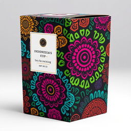 Create a packaging design for a cup inspired by batik from Indonesia