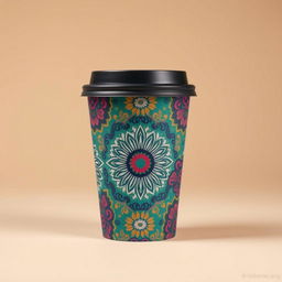 Create a packaging design for a cup inspired by batik from Indonesia