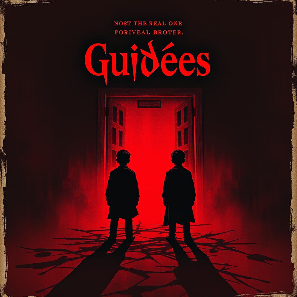 Create a horror movie poster titled 'Guidões' in a red and black style