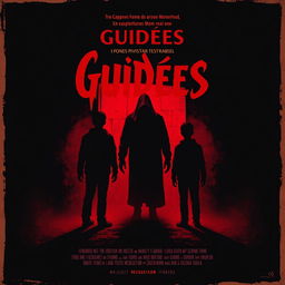 Create a horror movie poster titled 'Guidões' in a red and black style