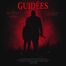 Create a horror movie poster titled 'Guidões' in a red and black style