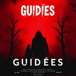 Create a horror movie poster titled 'Guidões' in a red and black style