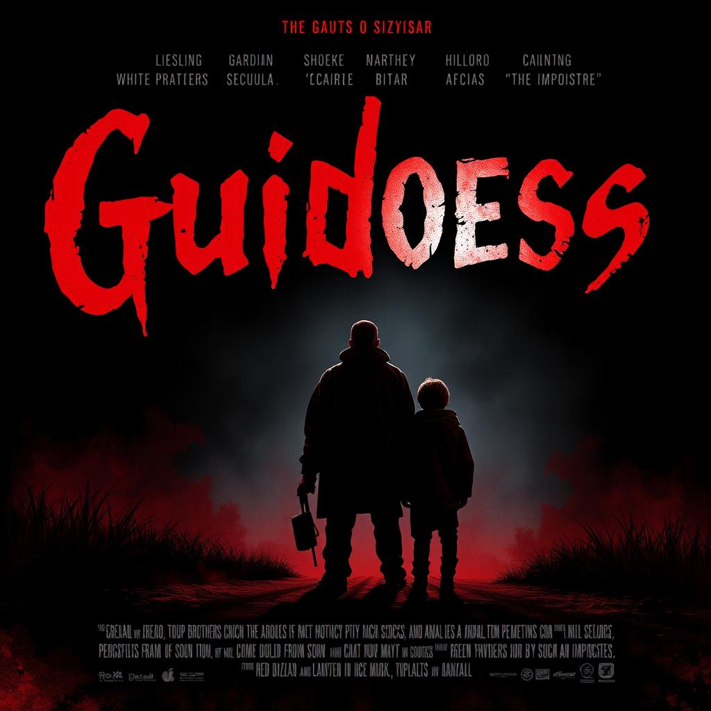 Design a horror movie poster titled 'Guidoes' in a red and black style