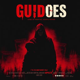 Design a horror movie poster titled 'Guidoes' in a red and black style