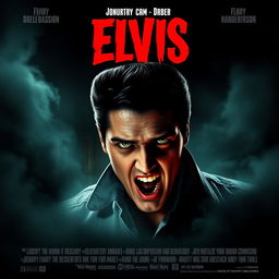 Design a horror movie poster featuring Elvis Presley as the central character