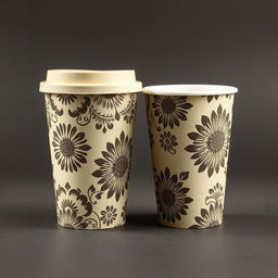 Create a packaging design for a cup inspired by batik from Indonesia, with a focus on cream color