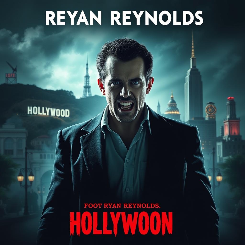 Create a horror movie poster featuring Ryan Reynolds as the villain