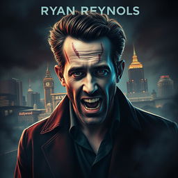 Create a horror movie poster featuring Ryan Reynolds as the villain