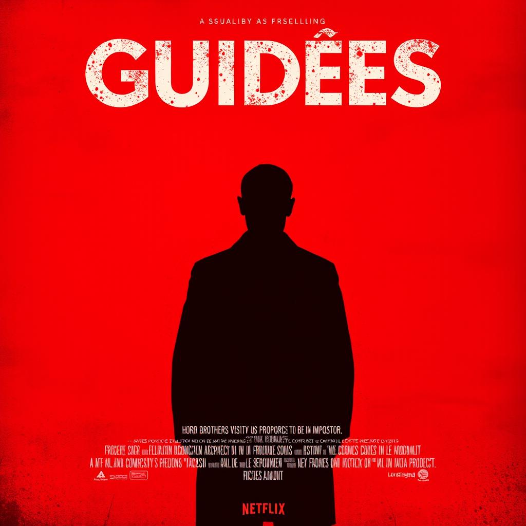 Create a horror movie poster titled 'Guidões' in a red and black style