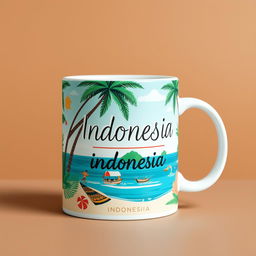 Create a packaging design for a mug inspired by an island in Indonesia