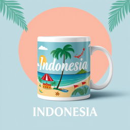 Create a packaging design for a mug inspired by an island in Indonesia