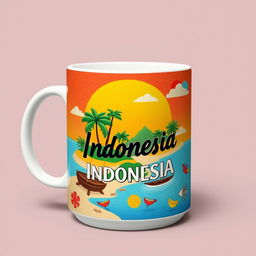 Create a packaging design for a mug inspired by an island in Indonesia