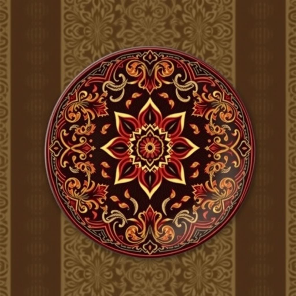 Create a packaging design for a plate inspired by batik from Indonesia