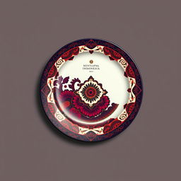 Create a packaging design for a plate inspired by batik from Indonesia