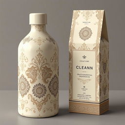 Create a packaging design inspired by batik from Indonesia, with a focus on cream color