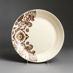 Create a design for a plate inspired by batik from Indonesia, with a focus on cream color