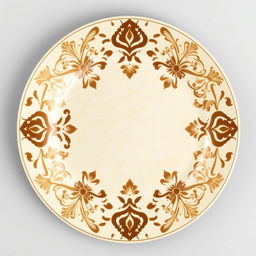 Create a design for a plate inspired by batik from Indonesia, with a focus on cream color