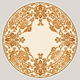 Create a design for a plate inspired by batik from Indonesia, with a focus on cream color