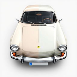 Create an image that blends the sleek, modern design of a Ferrari with the classic, vintage look of a Renault 4