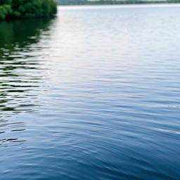 A serene and tranquil scene of gentle waters, with calm ripples reflecting the soft colors of the sky