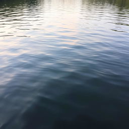 A serene and tranquil scene of gentle waters, with calm ripples reflecting the soft colors of the sky