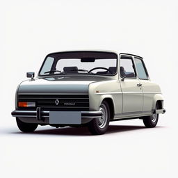 Create a realistic image that combines features of a Ferrari and a Renault 4