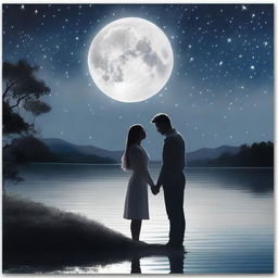 A real photo capturing a romantic scene titled 'White Moonlight' from a love tale