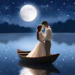 An enchanting scene from a love tale titled 'White Moonlight'