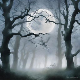 A mystical forest bathed in the soft, ethereal light of the moon