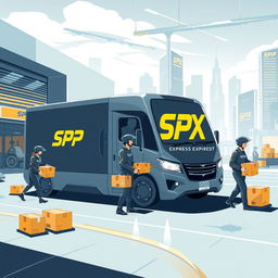 A modern and sleek illustration of an SPX Express expedition