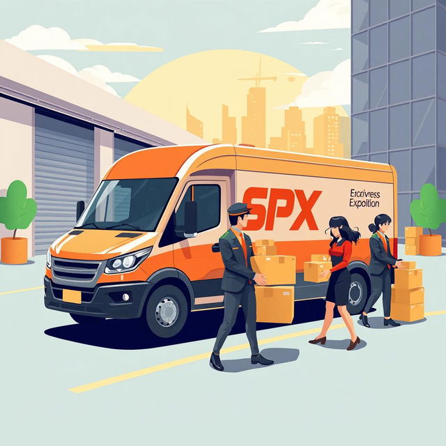 A stylish and modern illustration of an SPX Express expedition in a Pilox design