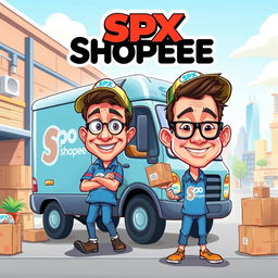 A fun and whimsical caricature design of an SPX Shopee expedition