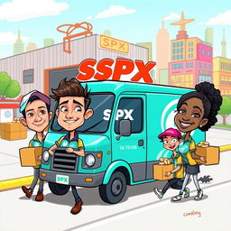 A fun and whimsical caricature design of an SPX Shopee expedition