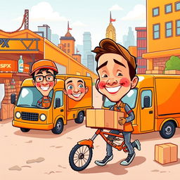 A fun and whimsical caricature design of an SPX Shopee expedition