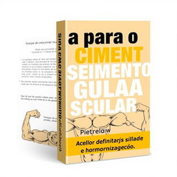 Create a book cover that contains the following phrase in Portuguese: 'Guia para o Crescimento Muscular: Estratégias Definitivas de Musculação, Performance e Hormonização'