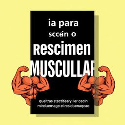 Create a book cover that contains the following phrase in Portuguese: 'Guia para o Crescimento Muscular: Estratégias Definitivas de Musculação, Performance e Hormonização'