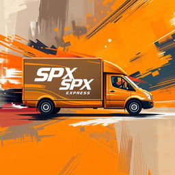 An abstract painting-style design for SPX Express, with orange as the dominant color