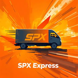 An abstract painting-style design for SPX Express, with orange as the dominant color