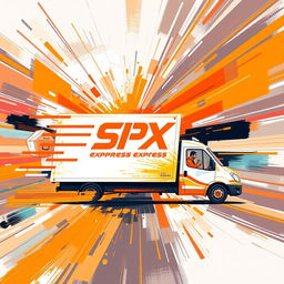 An abstract painting-style design for SPX Express, with orange as the dominant color