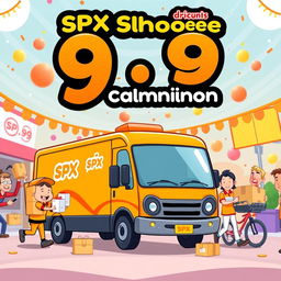 A lively and colorful cartoon-style design for the SPX Shopee 9