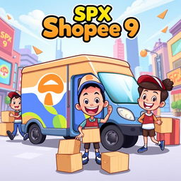 A lively and colorful cartoon-style design for SPX Shopee 9