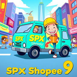 A lively and colorful cartoon-style design for SPX Shopee 9