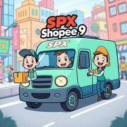 A lively and colorful cartoon-style design for SPX Shopee 9