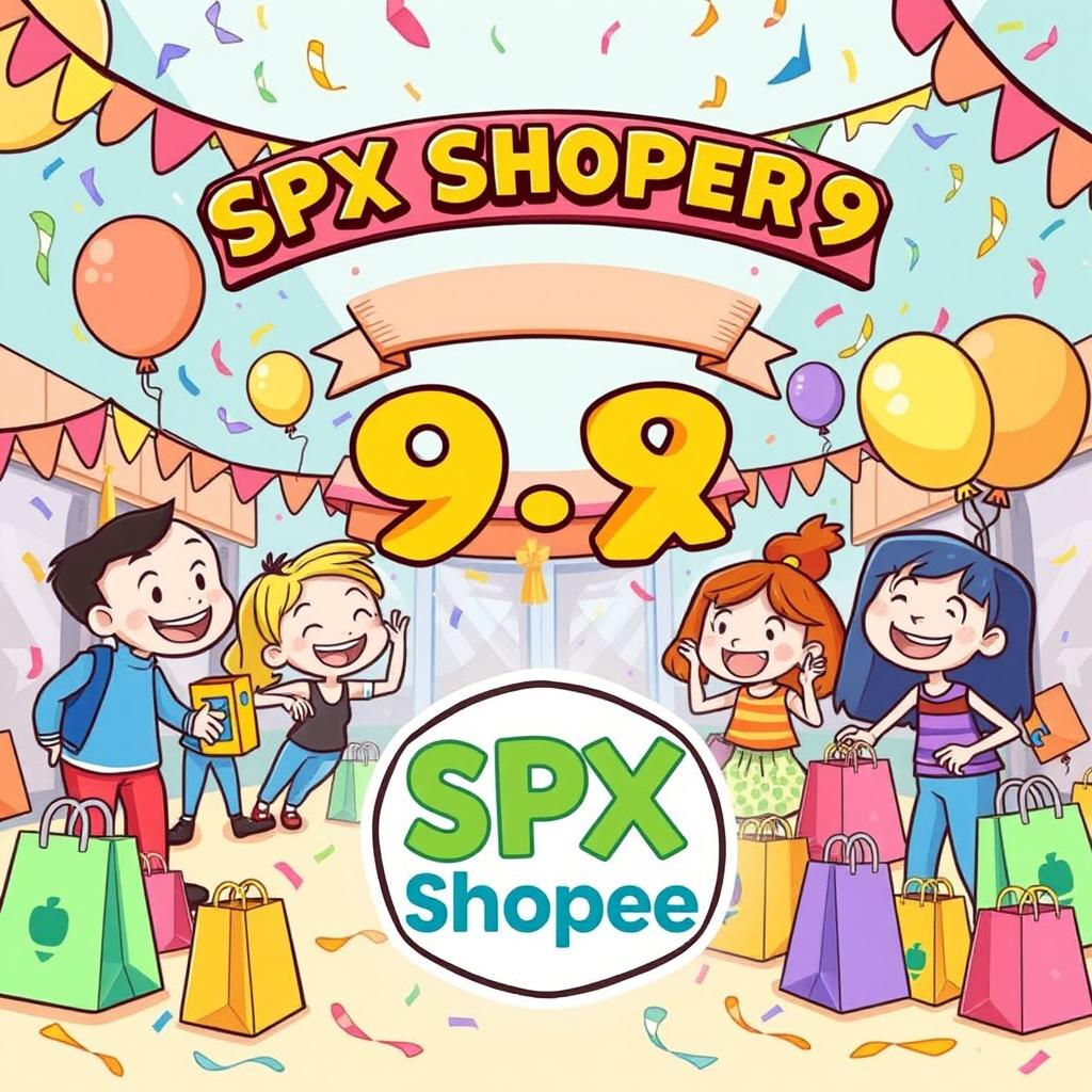 A lively and colorful cartoon-style design for the SPX Shopee 9