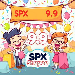 A lively and colorful cartoon-style design for the SPX Shopee 9