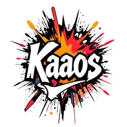 A visually striking T-shirt design with the word 'Kaos' prominently displayed