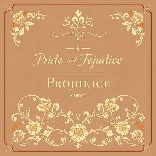 A detailed and elegant cover for a report on 'Pride and Prejudice'