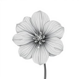 A detailed illustration of a gray flower with delicate petals and intricate patterns, set against a simple background to emphasize its unique color and beauty